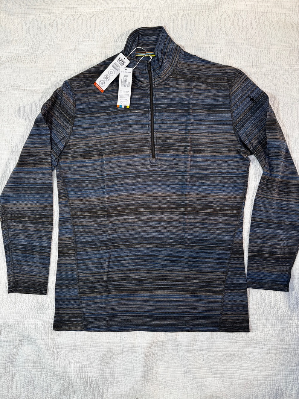 Smartwool, 100% Merino Wool, Men's Long-Sleeve Half-Zip - Navy and Green, XXL